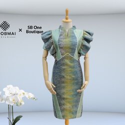 แบบตัดชุด เดรสผ้าไหม (ไม่รวมผ้า) chobmai x SBone รหัส CUT-SB-0710662