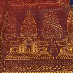 ซิ่น ผ้าไหมมัดหมี่ ไหมแท้ เนื้อยกดอก มีชายครุย ขนาด 1x2มตร ลายปราสาทตาควาย สีแดงเม็ดมะขาม รหัส M2A-AA-111768