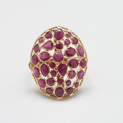 RG250107 แหวนทับทิมรูปไข่ ทองแท้ 18k นน.รวม 4.4 กรัม ขนาดแหวน 57 ทับทิมสีสวย