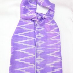 ผ้าคลุมไหล่ผ้าไหม ไหมแท้ ทอลายมัดหมี่เนื้อหยาบนุ่ม ขนาด 67x180 สีม่วง รหัส ZM-ST-087
