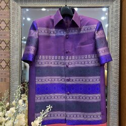 เสื้อสูทไหมแพรวา แขนสั้น สีม่วง เลือกไซส์ รหัส DR-BM-0901688