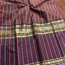 ผ้าขาวม้า ไหมแท้ ยกขิดดิ้นลายช้าง มีชายครุย ขนาด 65X200ซม. รหัส R4E-NY-10