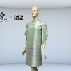 แบบตัดชุด เดรสผ้าไหม (ไม่รวมผ้า) chobmai x Detail รหัส CUT-DT-0330665