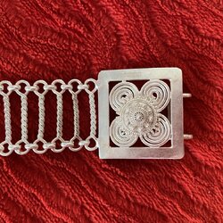 เครื่องประดับเงินแท้ เข็มขัดระนาดโบราณหัวดอกตะเกา