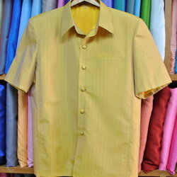 เสื้อซาฟารี คอปก เกล็ดเต่าแขนสั้น ทรง DH-006