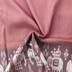 ซิ่น ผ้าไหมมัดหมี่ 6ตะกอ สีธรรมชาติ ลายเชิงช้าง สีชมพูกะปิ เลือกขนาด รหัส 4L1-ME-66-0331681