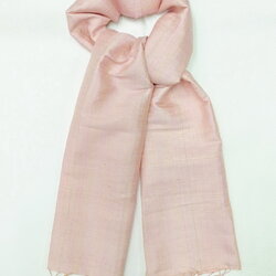 ผ้าพันคอผ้าไหม ลายริ้ว ขนาด 32x140 ซม. สีชมพูพีช รหัส ZC-043