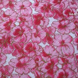 ผ้าไหมพิมพ์ลาย เนื้อหยาบ สีแดง ลายดอกไม้ (ราคาต่อหลา) รหัส A4-NY080296611212