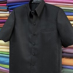 เสื้อซาฟารีคอปก แขนสั้น ไซต์ M สีดำสนิท รหัส DT-ST0110661