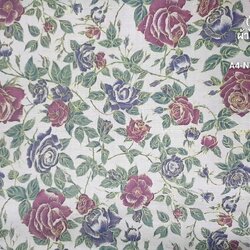 ผ้าไหมพิมพ์ลาย เนื้อหยาบ เฉดสีขาว ลายดอกไม้ (ราคาต่อหลา) รหัส A4-NY08096612401