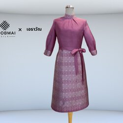 แบบตัดชุด เดรสผ้าไหม (ไม่รวมผ้า) chobmai x ARW รหัส CUT-ARW-0213671