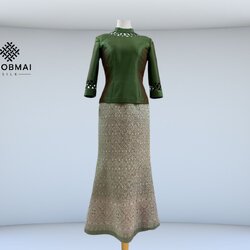 แบบตัดชุด แยกชิ้น เสื้อ+กระโปรง ผ้าไหม (ไม่รวมผ้า) chobmai x ARW รหัส CUT-ARW-0321671