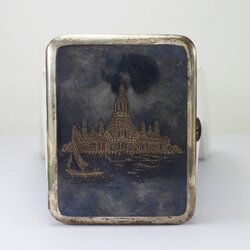 SI142 ตลับเงินอังกฤษ เงินแท้ นน. 114.4 กรัม กว้าง 7.8 cm ยาว 10 cm