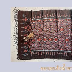 ผ้าห่มไหมผืนใหญ่ มีหน้านาง ชายครุย ขนาด 105x230ซม. ลายดอกมะเขือ สีน้ำตาลอมส้ม รหัส ZYH-AA-122566150212