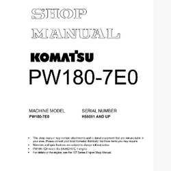 หนังสือ คู่มือซ่อม โอเวอร์ฮอล วงจรไฟฟ้า วงจรไฮดรอลิก จักรกลหนัก PW180-7E0 H55051 (ทั้งคัน) EN