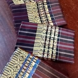 ผ้าขาวม้า ผ้าไหมแท้ เชิงช้างดิ้นทอง ขิดลายช้าง ขนาด 65X200ซม. รหัส R4E-NY-0602671