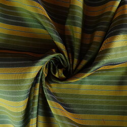 ผ้าไหม ลายริ้ว ไหมแท้ multicolor ลายขาวม้า สีเขียวขี้ม้า ตัดขายเป็นเมตร รหัส MC-76-P4586