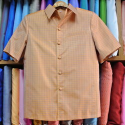 เสื้อซาฟารี คอปก เกล็ดเต่าแขนสั้น ทรง DH-002