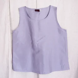 เสื้อแขนกุดไหมแท้ เฉดสีม่วง รหัส TOP026