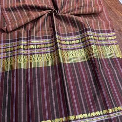 ผ้าขาวม้า ไหมแท้ ยกขิดดิ้นลายช้าง มีชายครุย ขนาด 65X200ซม. รหัส R4E-NY-11