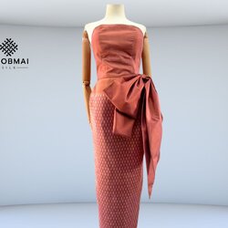 แบบตัดชุด เดรสผ้าไหม (ไม่รวมผ้า) chobmai x ARW รหัส CUT-ST-110867