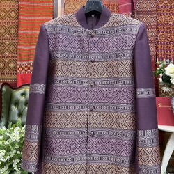 เสื้อสูทไหมแพรวา แขนยาว สีม่วง เลือกไซส์ รหัส DR-BM-130168084610