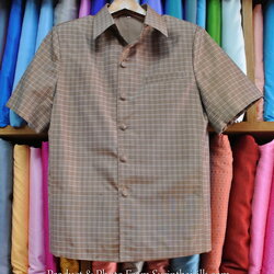 เสื้อซาฟารี คอปก เกล็ดเต่าแขนสั้น ทรง DH-001