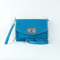 กระเป๋าถือไหมแท้ทรงคลัทช์ พร้อมสายสะพาย ขนาด 15x20ซม.สีฟ้า รหัส GO-TT-060568167