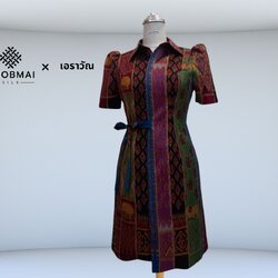 แบบตัดชุด เดรสผ้าไหม (ไม่รวมผ้า) chobmai x ARW รหัส CUT-ARW-0213674