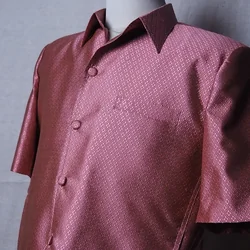 เสื้อซาฟารี คอปก ลูกแก้ว ทรงซาฟารี เฉดสีม่วงเปลือกมังคุด รหัส DT-CT100698