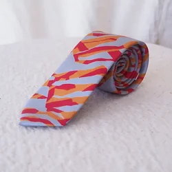 เนคไทผ้าไหมพิมพ์ลาย ขนาดกว้าง 2.5นิ้ว สีฟ้าเทา NB-CT-100499