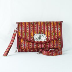 กระเป๋าถือไหมแท้ทรงคลัทช์ พร้อมสายสะพาย ขนาด 15x20ซม.สีแดง รหัส GO-TT-060568164