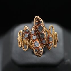 RG250023 แหวนงูเพชรซีก ทองแท้ 90% นน. 5.19 กรัม Size 55 งานเก่าเก็บ