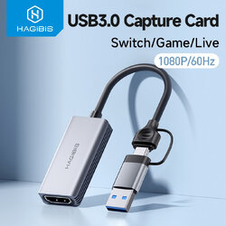 Hagibis UCH06 Type-C การ์ด HDMI USB C 1080P HD บันทึกเกมสำหรับ PS4/5สวิทช์ที่ถ่ายทอดสดออกอากาศกล้อง