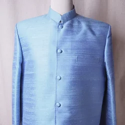 เสื้อสูทซาฟารี สูทคอจีน ทรงพระราชทาน ไหมแท้ สีฟ้าอ่อน รหัส DM-CT03016612
