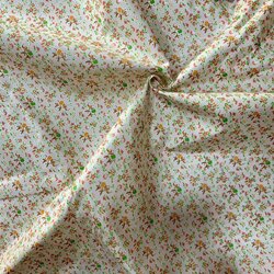 ผ้าไหมพิมพ์ลาย เนื้อเรียบ (ราคาต่อหลา) พื้นสีครีม สีคละสี รหัส A4-AA-01086718