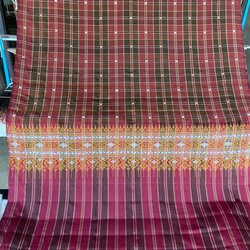 ผ้าขาวม้า ไหมบ้านแท้ สีธรรมชาติ ทอ ยก จก ขิดเกาะล่วง จกถมเกษร รหัส R4E-P102-081268