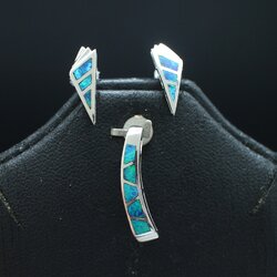 ER25447 ต่างหูพร้อมจี้โอปอลื ทองแท้ 18k นน.รวม 3.1 กรัม งานสวยไม่ซ้ำใคร