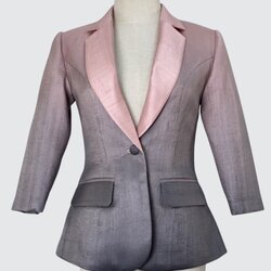 สูทหญิงแขนสามส่วน ตัดเย็บจากผ้าไหมลืบสไลด์สี ไหมแท้ 100% | ตัดเย็บตามรูปร่าง | เลือกผ้า ส่งไซส์ได้