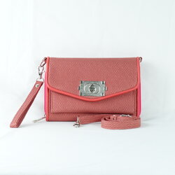 กระเป๋าถือไหมแท้ทรงคลัทช์ พร้อมสายสะพาย ขนาด 15x20ซม.สีชมพูพีชอมส้ม รหัส GO-TT-060568168