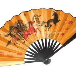 พัดจีนพับภาพม้าแปดตัว