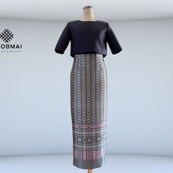 แบบตัดชุด เดรสผ้าไหม+เสื้อคลุม (ไม่รวมผ้า) chobmai x ARW รหัส CUT-ARW-1018671