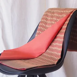 (ผ้าชุด) ผ้าไหมมัดหมี่ไหมแท้ (ผ้าลาย2หลา+สีพื้น2หลา) ลายสร้อยดอกหมาก พื้นสีส้ม รหัส M2B-CT-102542