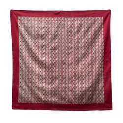 ผ้าพันคอไหมมัดหมี่ สี่เหลี่ยมจัตุรัส ขนาด 90x90ซม.ท้องผ้าสีงาช้างขอบแดง ลายดอกตะแบง รหัส ZTG-107-0322687