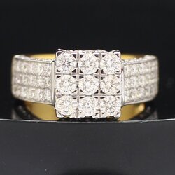 RG250288 แหวนเพชรทรงสี่เหลี่ยม เพชรแท้ 1.93 กะรัต ทองแท้ 18k นน.รวม 6.3 กรัม ขนาดแหวน 53