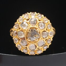 RG250455 แหวนเพชรซีกลูกโลกทรงพุ่ม ทองแท้ 90% นน.รวม 8.9 กรัม ขนาดแหวน 62 เพชรซีกไฟดี