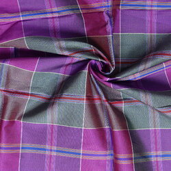 ผ้าไหมโสร่ง ไหมแท้ ลายหางกระรอก สีม่วงสลับสีชมพู ขายตามความยาวเมตร รหัส R1B-NY-012468102