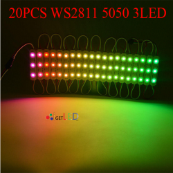 WS2811 5050 3 LED 12V กันน้ำไฟ LED โมดูล RGB ฟูลคัลเลอร์ 20PCS แผงสีขาว