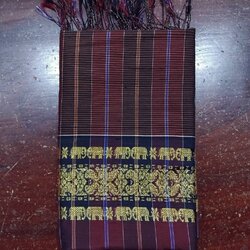 ผ้าขาวม้า ผ้าไหมแท้ เชิงช้างดิ้นทอง ขิดลายช้าง ขนาด 65X200ซม. รหัส R4E-NY-052068161