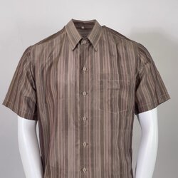 เสื้อเชิ้ต แขนสั้น ผ้าไหมลายริ้ว ไหมแท้ | เลือกไซส์ | เลือกสีผ้า รหัส DK-AA-11136830